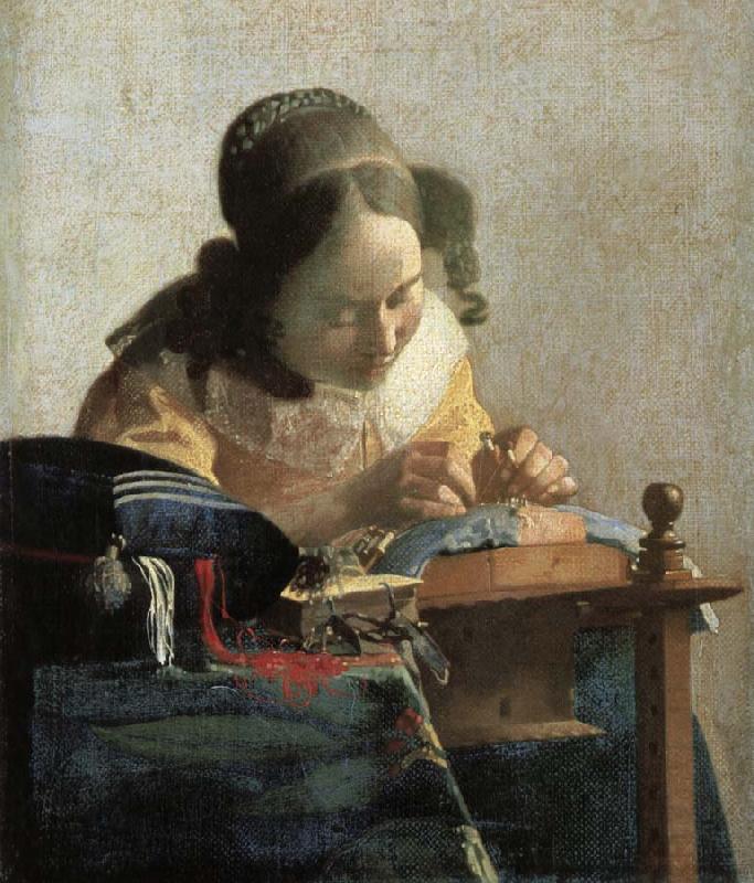Johannes Vermeer Lace embroidery woman oil painting image